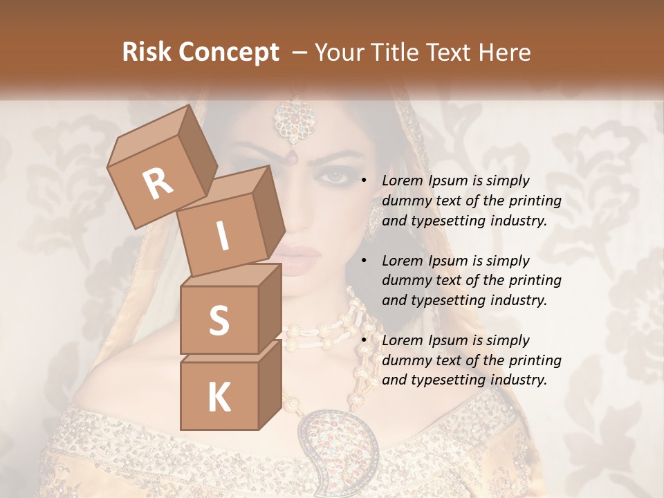 A Beautiful Woman In A Bridal Gown With A Veil On Her Head PowerPoint Template