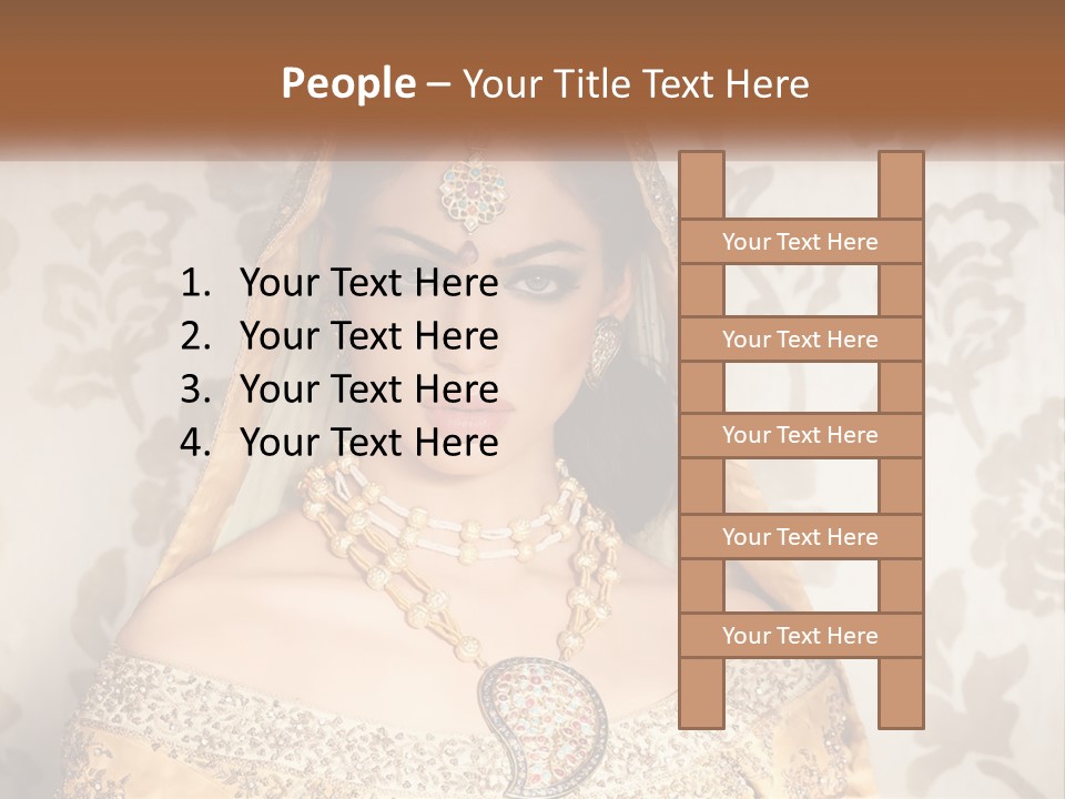 A Beautiful Woman In A Bridal Gown With A Veil On Her Head PowerPoint Template