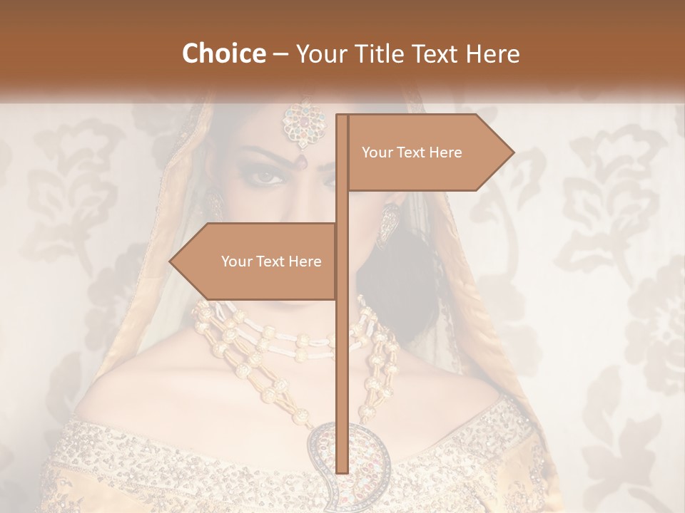 A Beautiful Woman In A Bridal Gown With A Veil On Her Head PowerPoint Template