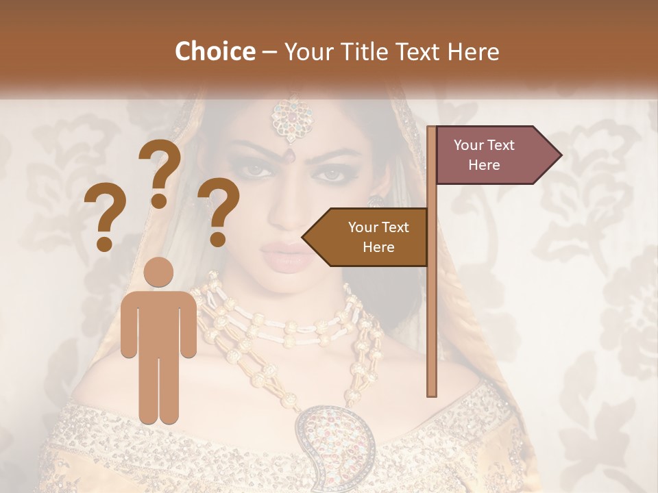 A Beautiful Woman In A Bridal Gown With A Veil On Her Head PowerPoint Template