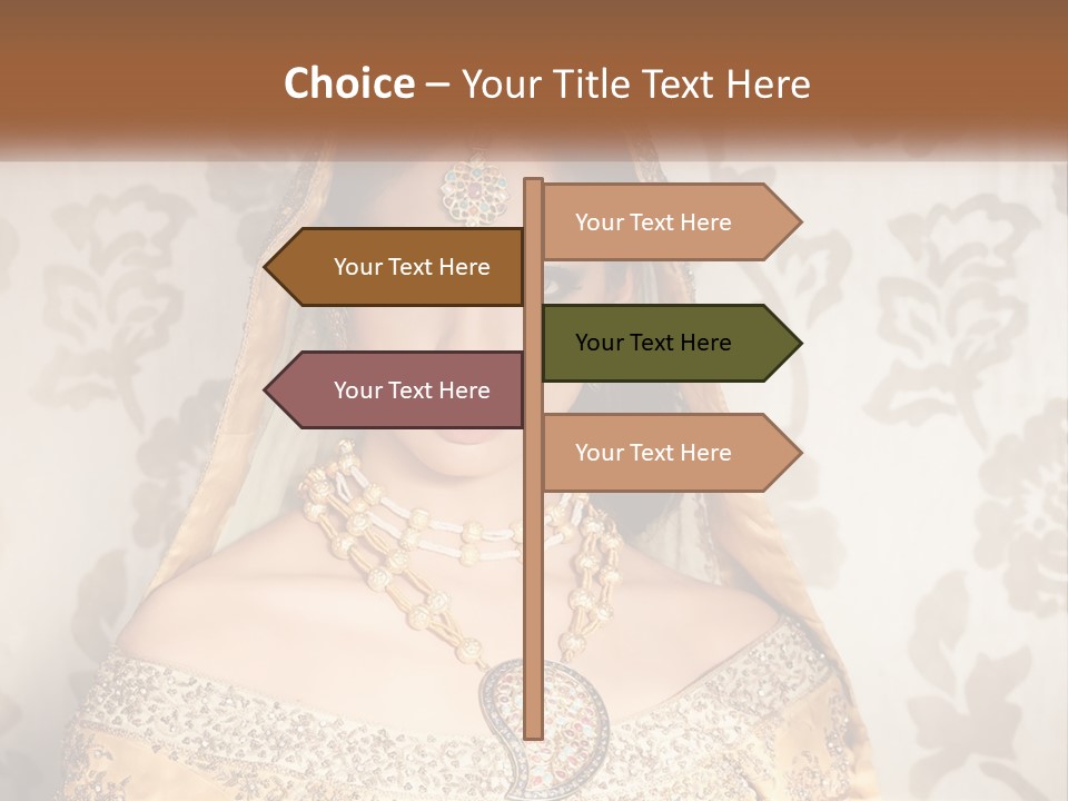 A Beautiful Woman In A Bridal Gown With A Veil On Her Head PowerPoint Template