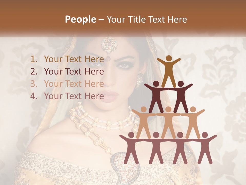 A Beautiful Woman In A Bridal Gown With A Veil On Her Head PowerPoint Template