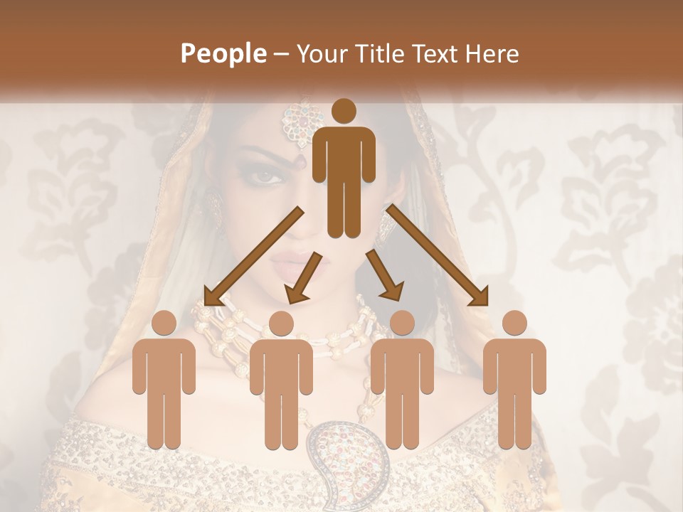 A Beautiful Woman In A Bridal Gown With A Veil On Her Head PowerPoint Template