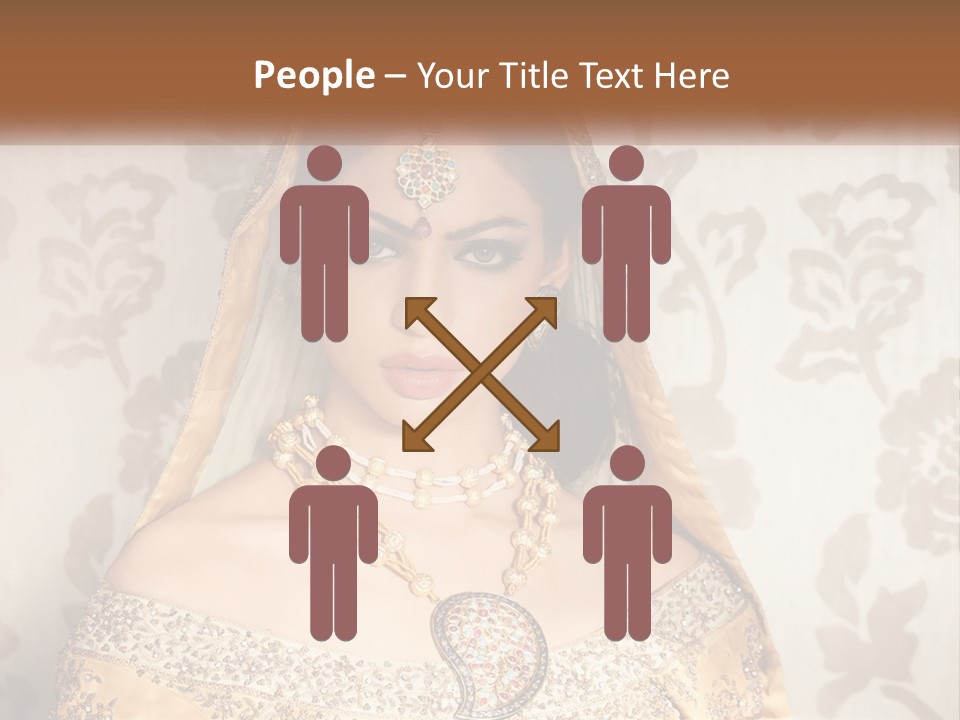 A Beautiful Woman In A Bridal Gown With A Veil On Her Head PowerPoint Template