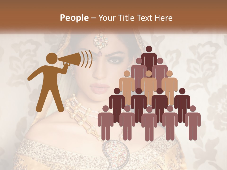 A Beautiful Woman In A Bridal Gown With A Veil On Her Head PowerPoint Template