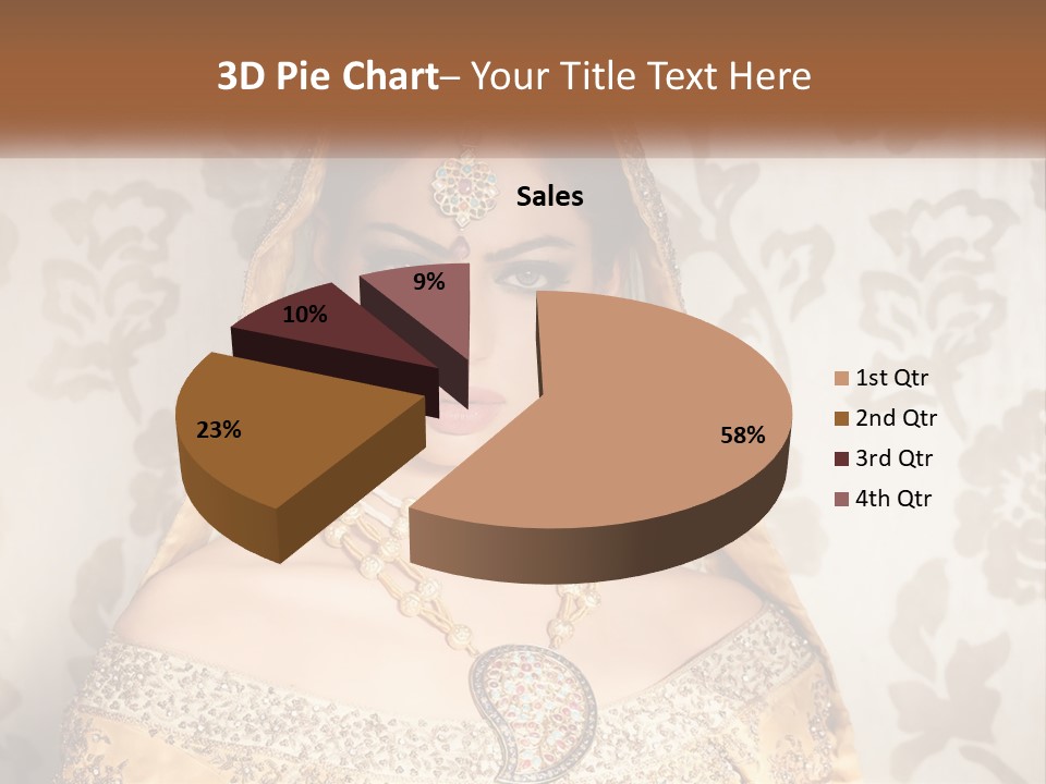 A Beautiful Woman In A Bridal Gown With A Veil On Her Head PowerPoint Template