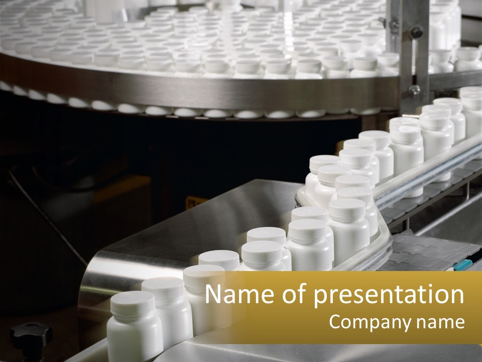 A Conveyor Belt Filled With Lots Of Plastic Cups PowerPoint Template