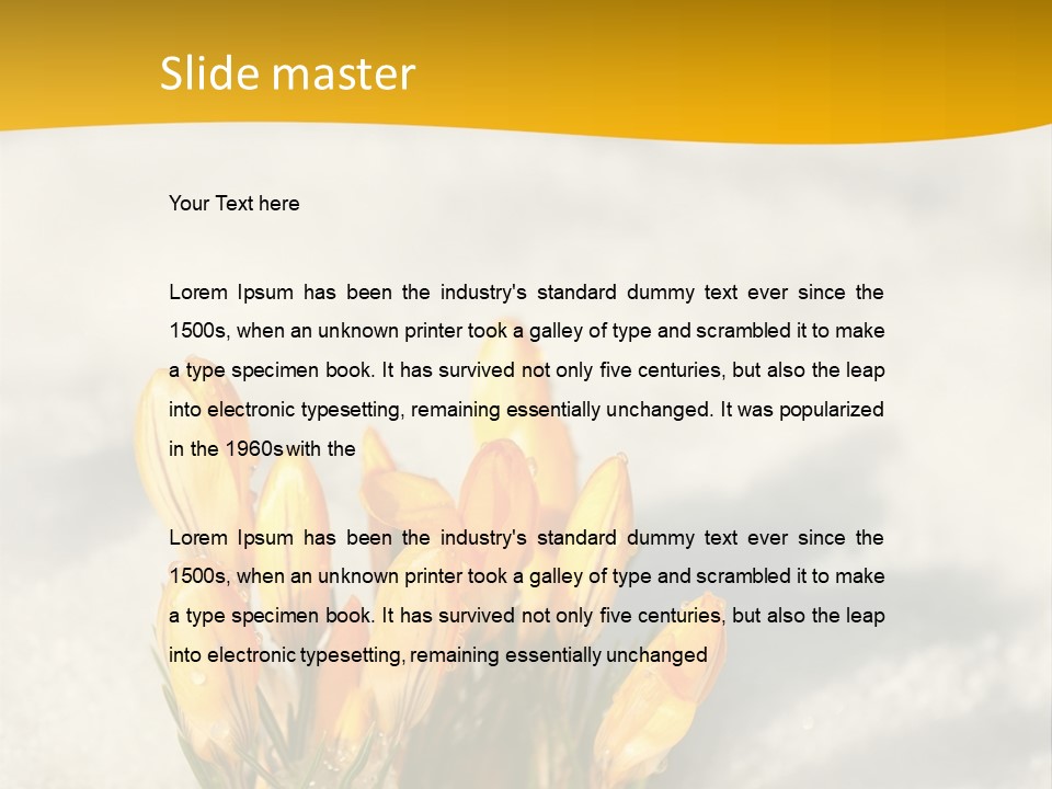 A Bunch Of Yellow Flowers In The Snow PowerPoint Template