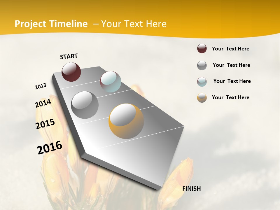 A Bunch Of Yellow Flowers In The Snow PowerPoint Template