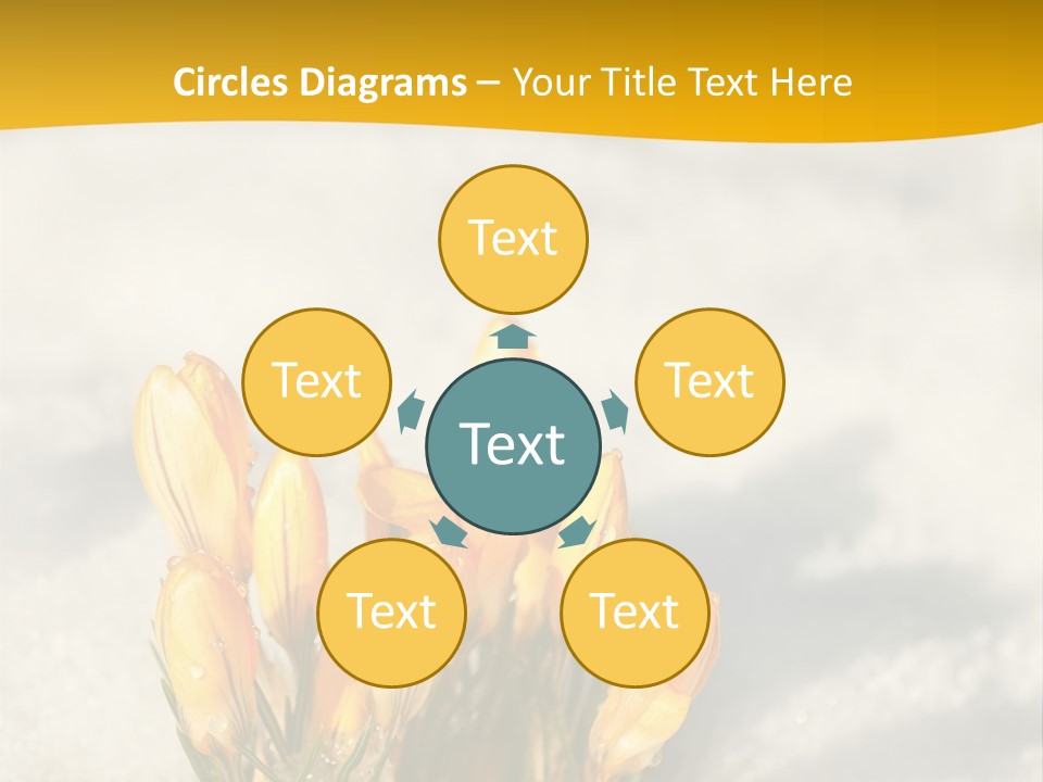 A Bunch Of Yellow Flowers In The Snow PowerPoint Template