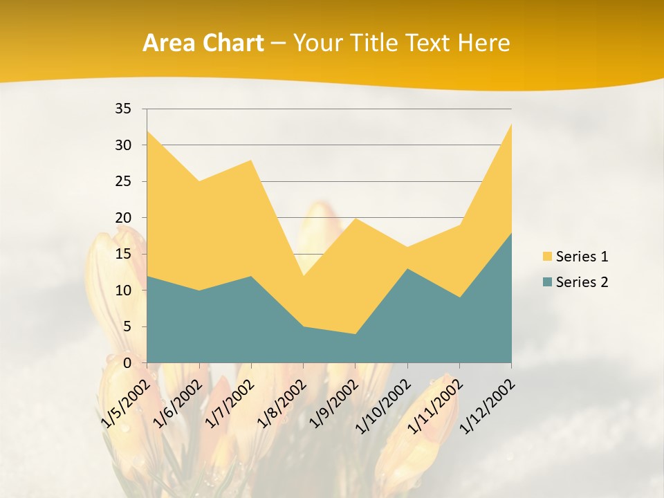 A Bunch Of Yellow Flowers In The Snow PowerPoint Template