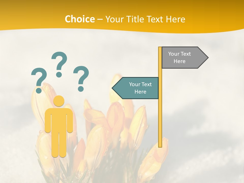 A Bunch Of Yellow Flowers In The Snow PowerPoint Template
