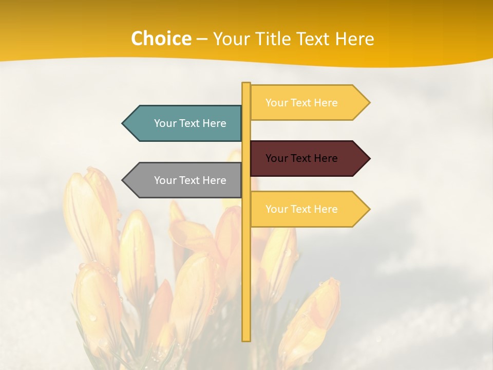 A Bunch Of Yellow Flowers In The Snow PowerPoint Template