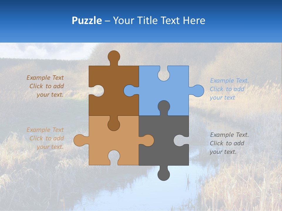 A River Running Through A Lush Green Field PowerPoint Template