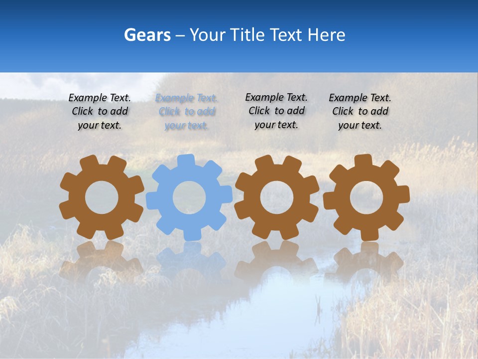 A River Running Through A Lush Green Field PowerPoint Template