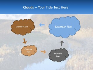 A River Running Through A Lush Green Field PowerPoint Template