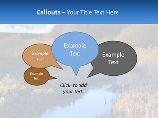 A River Running Through A Lush Green Field PowerPoint Template