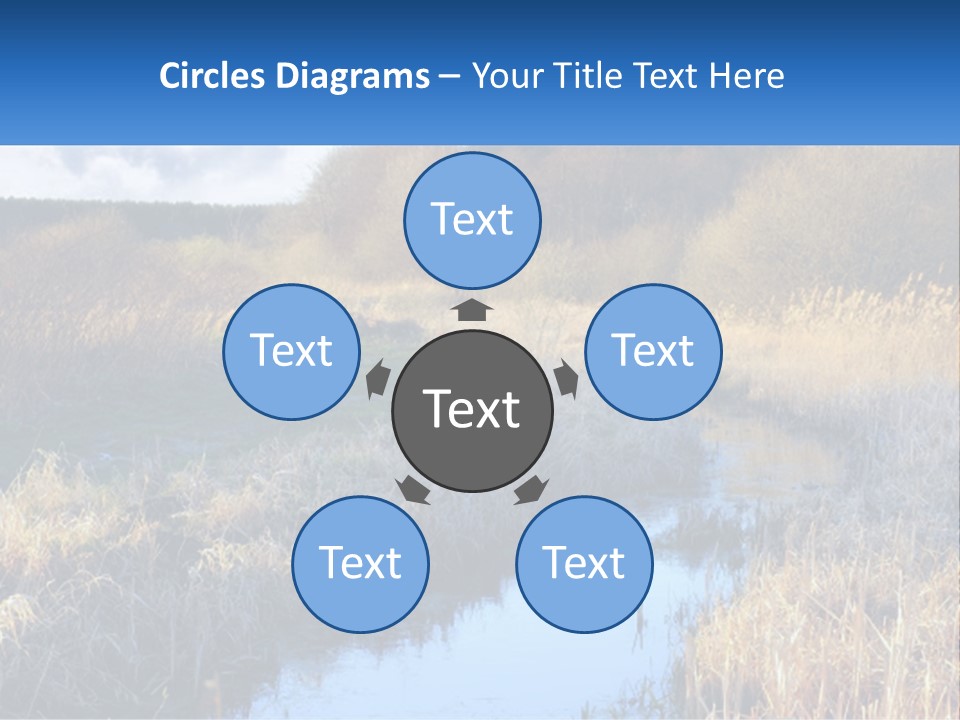 A River Running Through A Lush Green Field PowerPoint Template