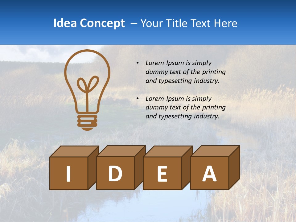 A River Running Through A Lush Green Field PowerPoint Template