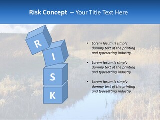 A River Running Through A Lush Green Field PowerPoint Template