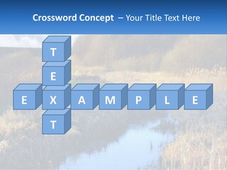 A River Running Through A Lush Green Field PowerPoint Template