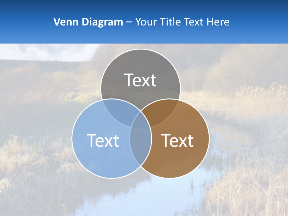 A River Running Through A Lush Green Field PowerPoint Template