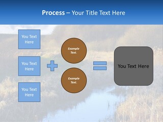 A River Running Through A Lush Green Field PowerPoint Template