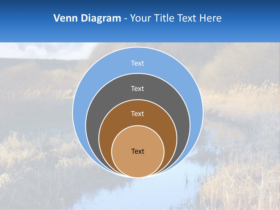 A River Running Through A Lush Green Field PowerPoint Template