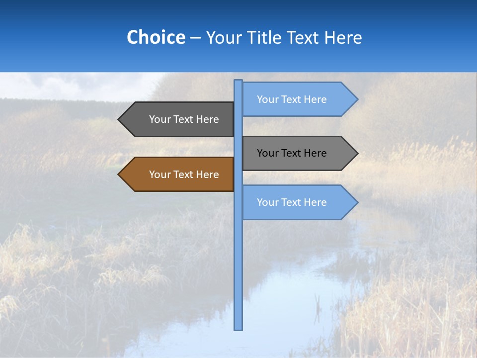 A River Running Through A Lush Green Field PowerPoint Template