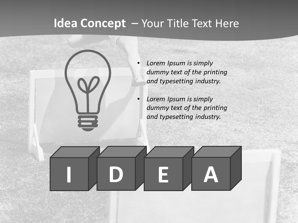 A Child Jumping Over A Chair In A Field PowerPoint Template