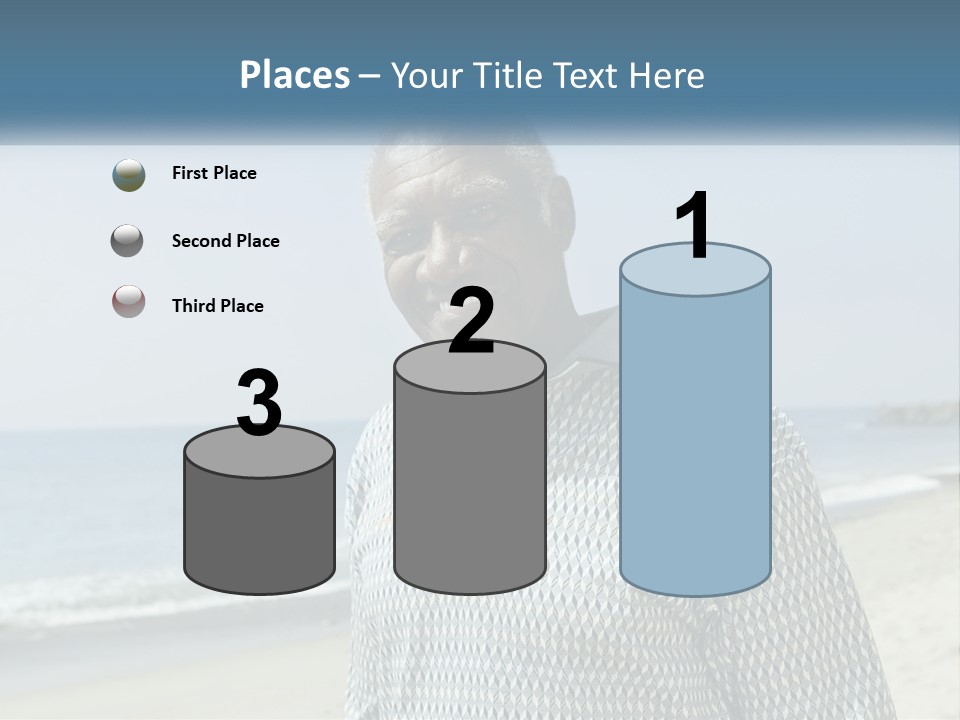 A Man Standing On A Beach With The Ocean In The Background PowerPoint Template