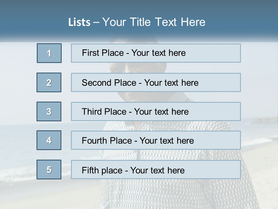 A Man Standing On A Beach With The Ocean In The Background PowerPoint Template