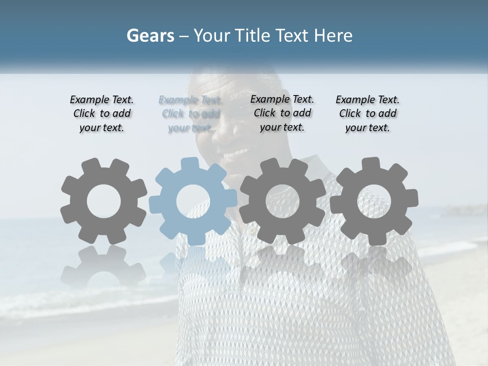 A Man Standing On A Beach With The Ocean In The Background PowerPoint Template