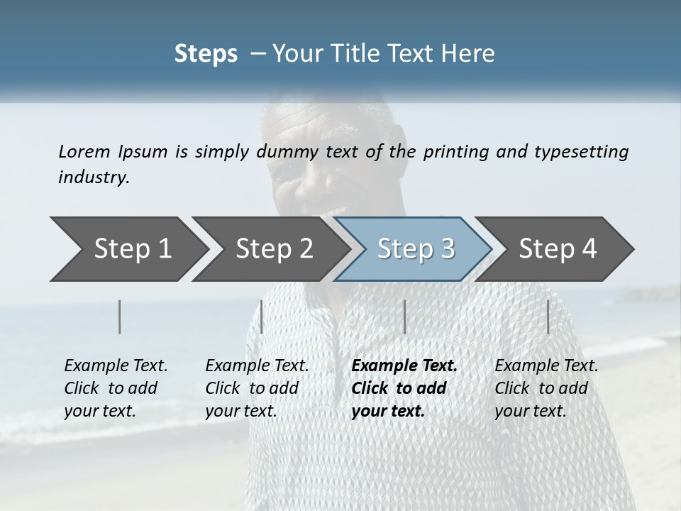 A Man Standing On A Beach With The Ocean In The Background PowerPoint Template