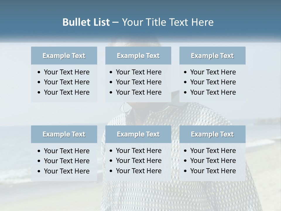 A Man Standing On A Beach With The Ocean In The Background PowerPoint Template