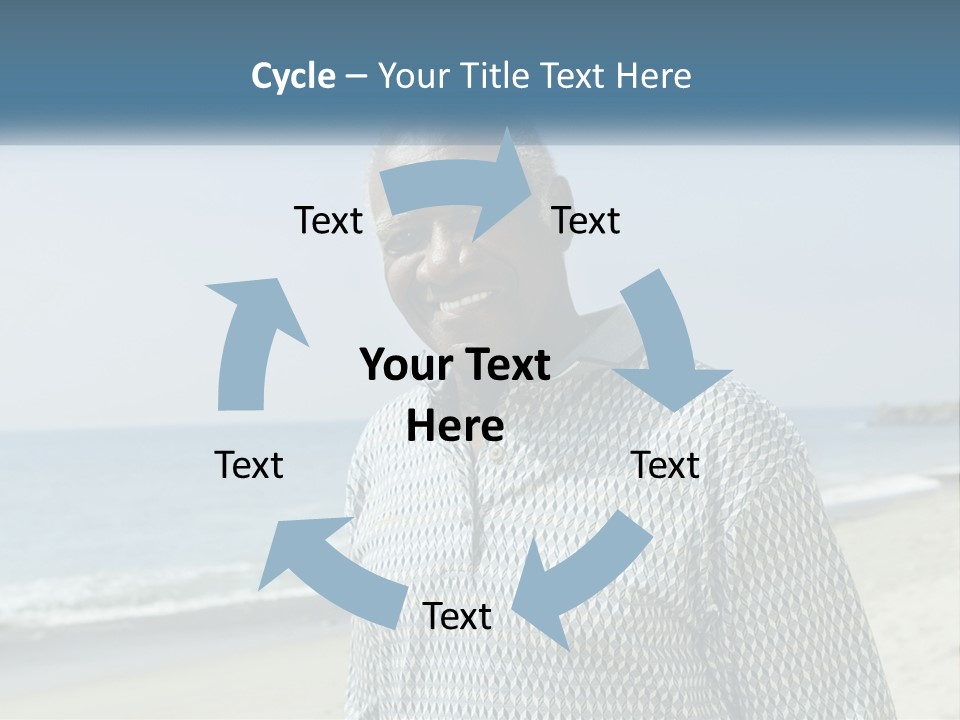 A Man Standing On A Beach With The Ocean In The Background PowerPoint Template