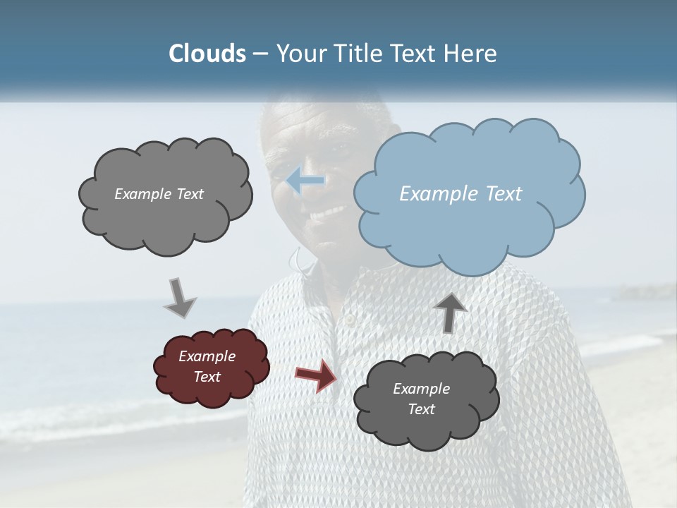 A Man Standing On A Beach With The Ocean In The Background PowerPoint Template