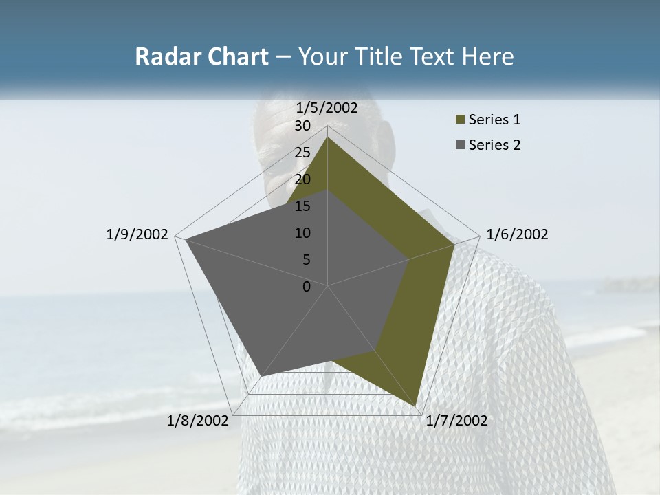 A Man Standing On A Beach With The Ocean In The Background PowerPoint Template