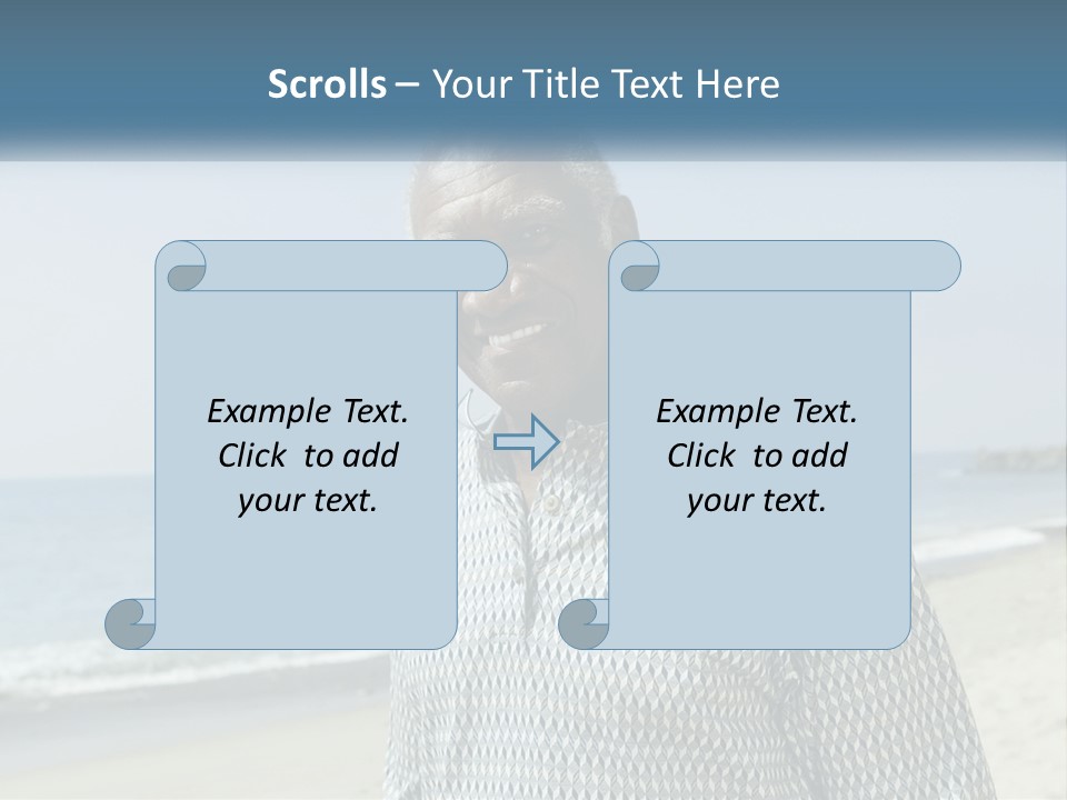A Man Standing On A Beach With The Ocean In The Background PowerPoint Template