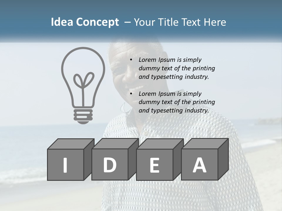 A Man Standing On A Beach With The Ocean In The Background PowerPoint Template