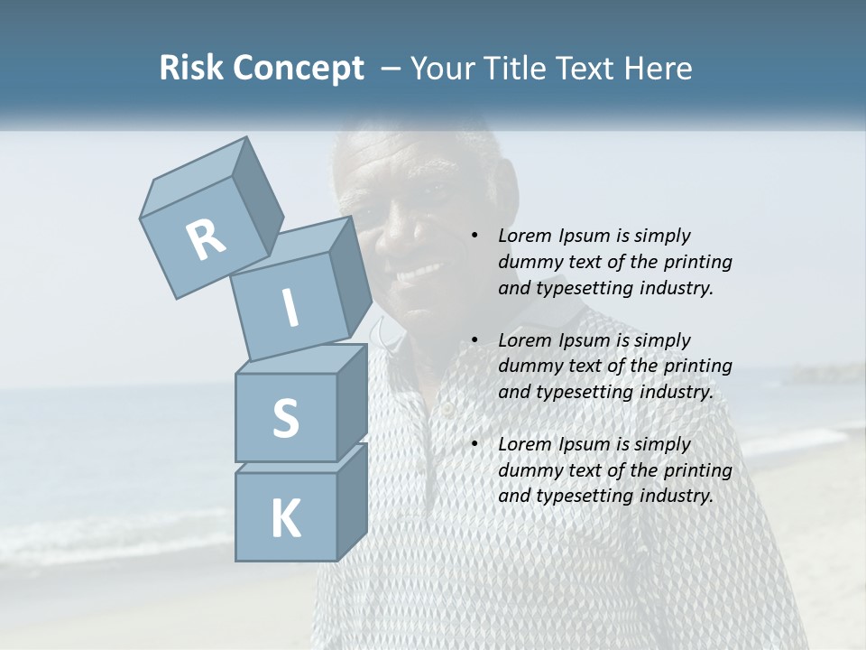 A Man Standing On A Beach With The Ocean In The Background PowerPoint Template