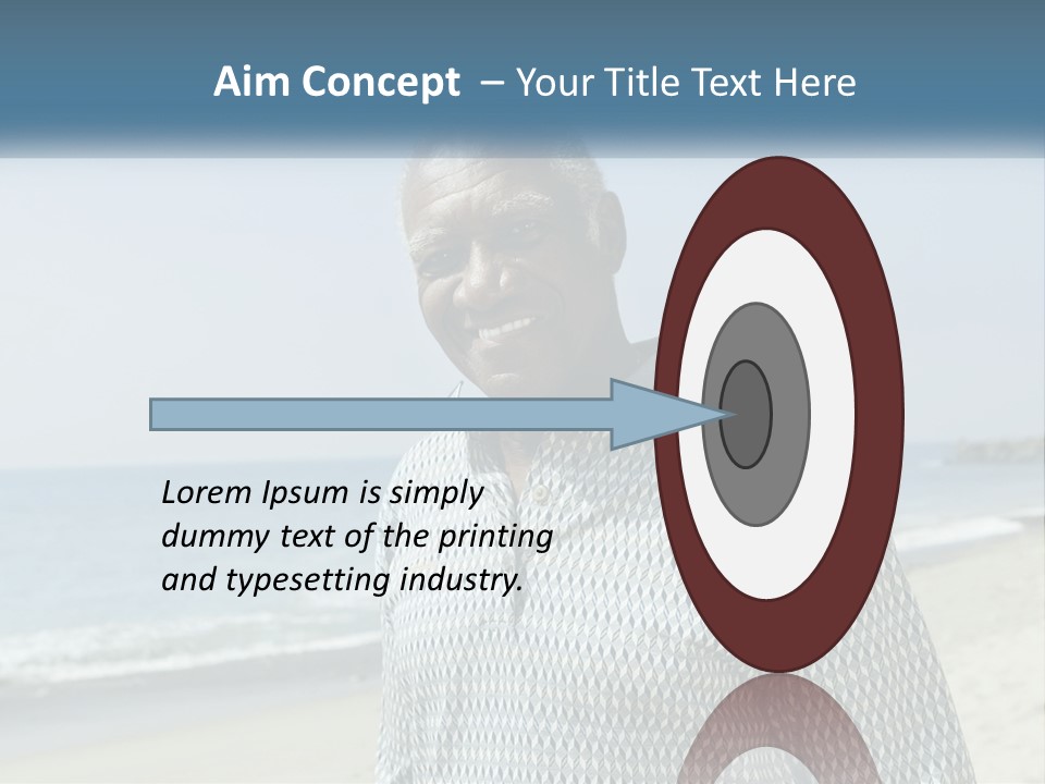 A Man Standing On A Beach With The Ocean In The Background PowerPoint Template