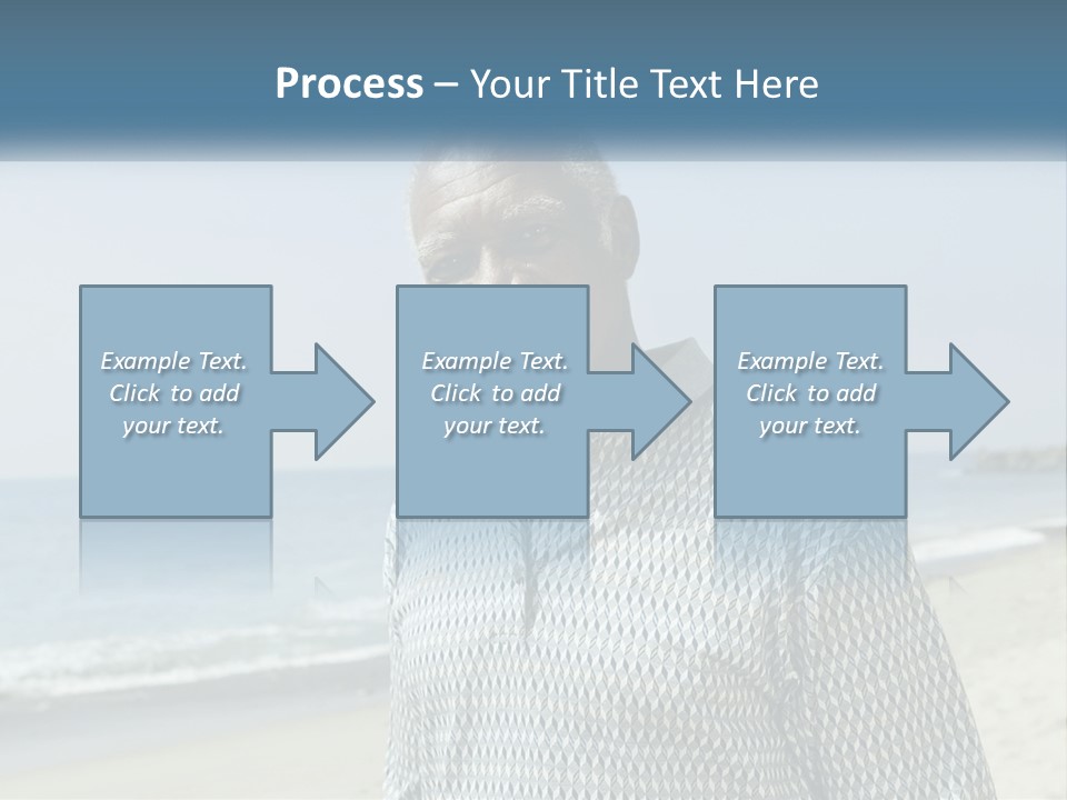 A Man Standing On A Beach With The Ocean In The Background PowerPoint Template