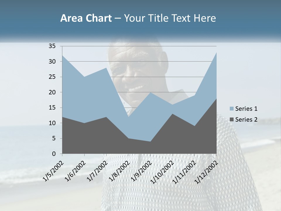 A Man Standing On A Beach With The Ocean In The Background PowerPoint Template