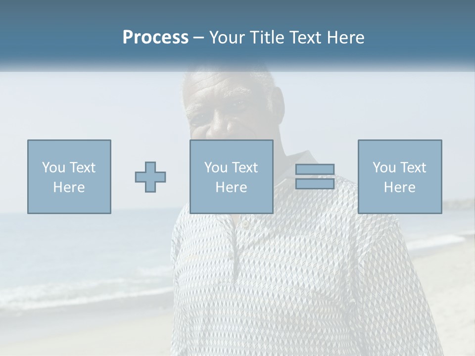 A Man Standing On A Beach With The Ocean In The Background PowerPoint Template
