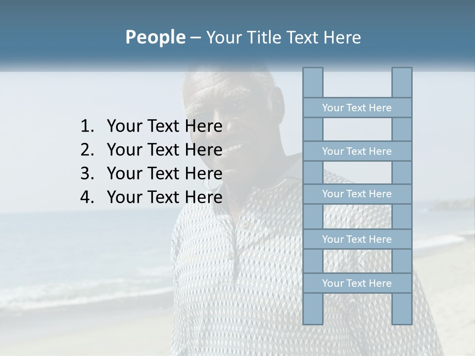 A Man Standing On A Beach With The Ocean In The Background PowerPoint Template