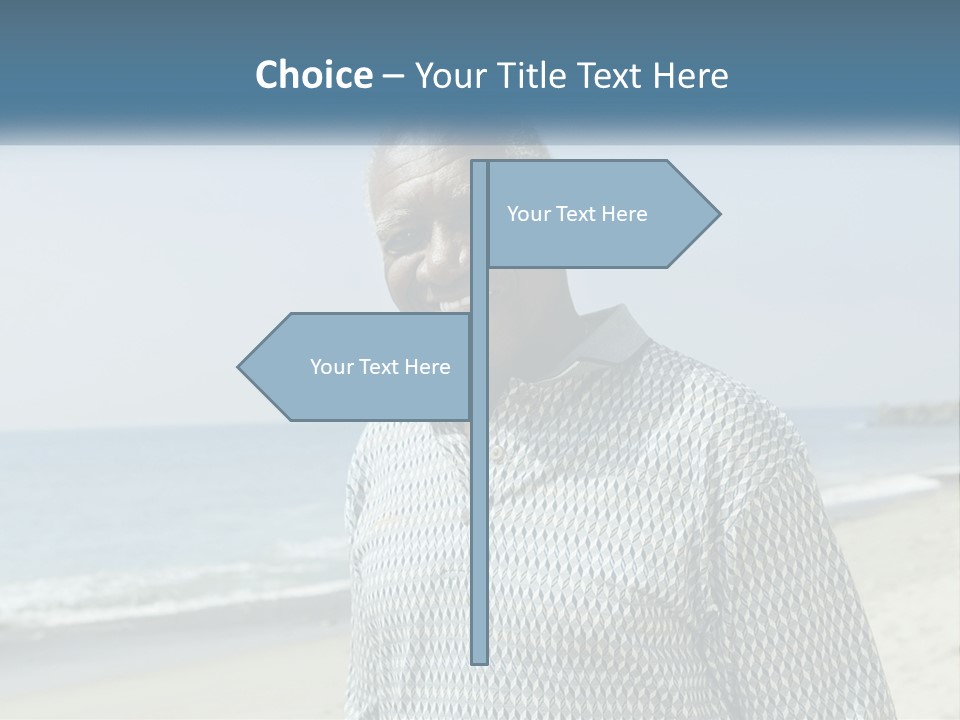 A Man Standing On A Beach With The Ocean In The Background PowerPoint Template