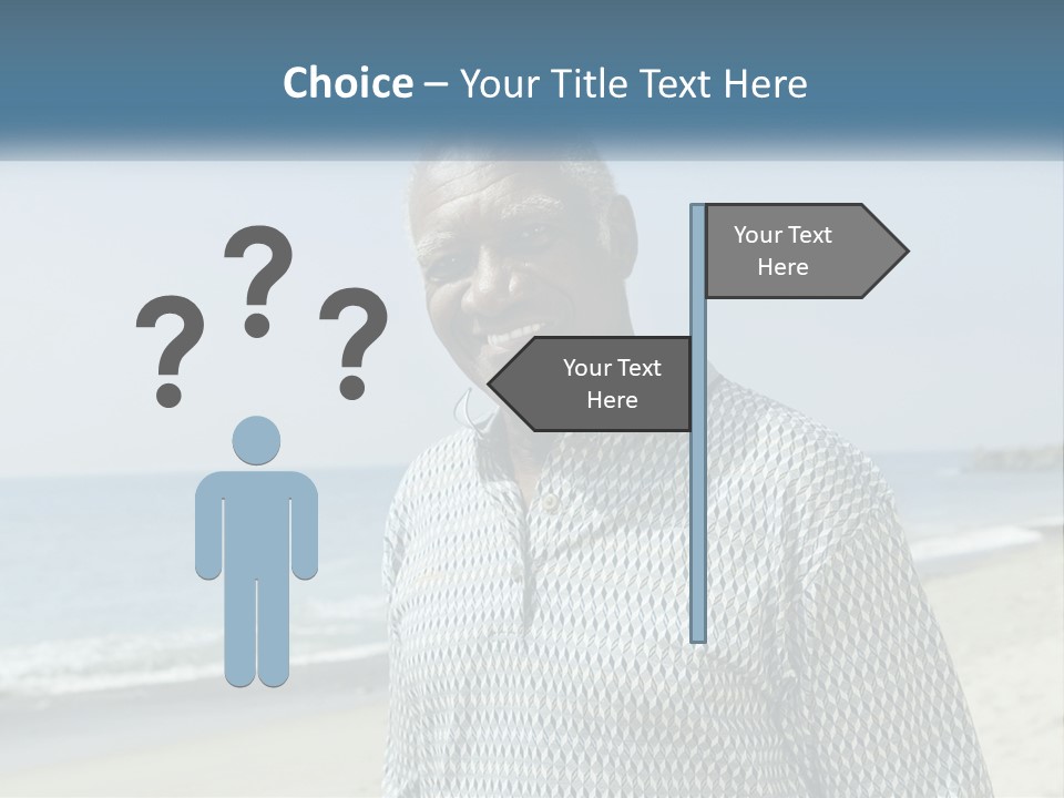 A Man Standing On A Beach With The Ocean In The Background PowerPoint Template