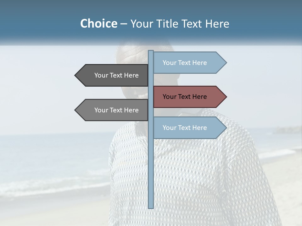 A Man Standing On A Beach With The Ocean In The Background PowerPoint Template