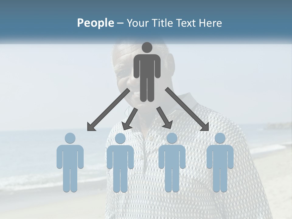 A Man Standing On A Beach With The Ocean In The Background PowerPoint Template